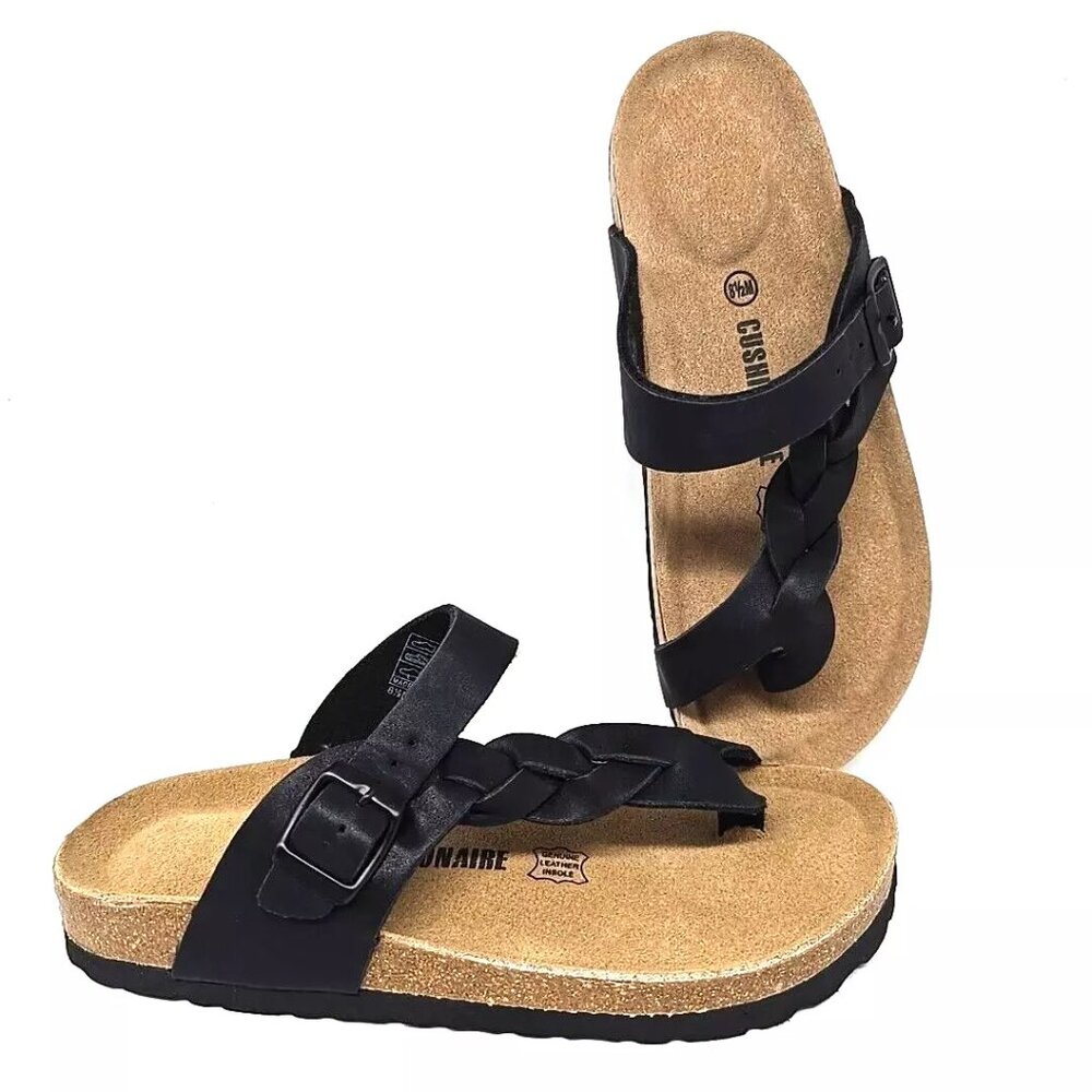 Cushionaire Braided Strap Black Women’s Sandals